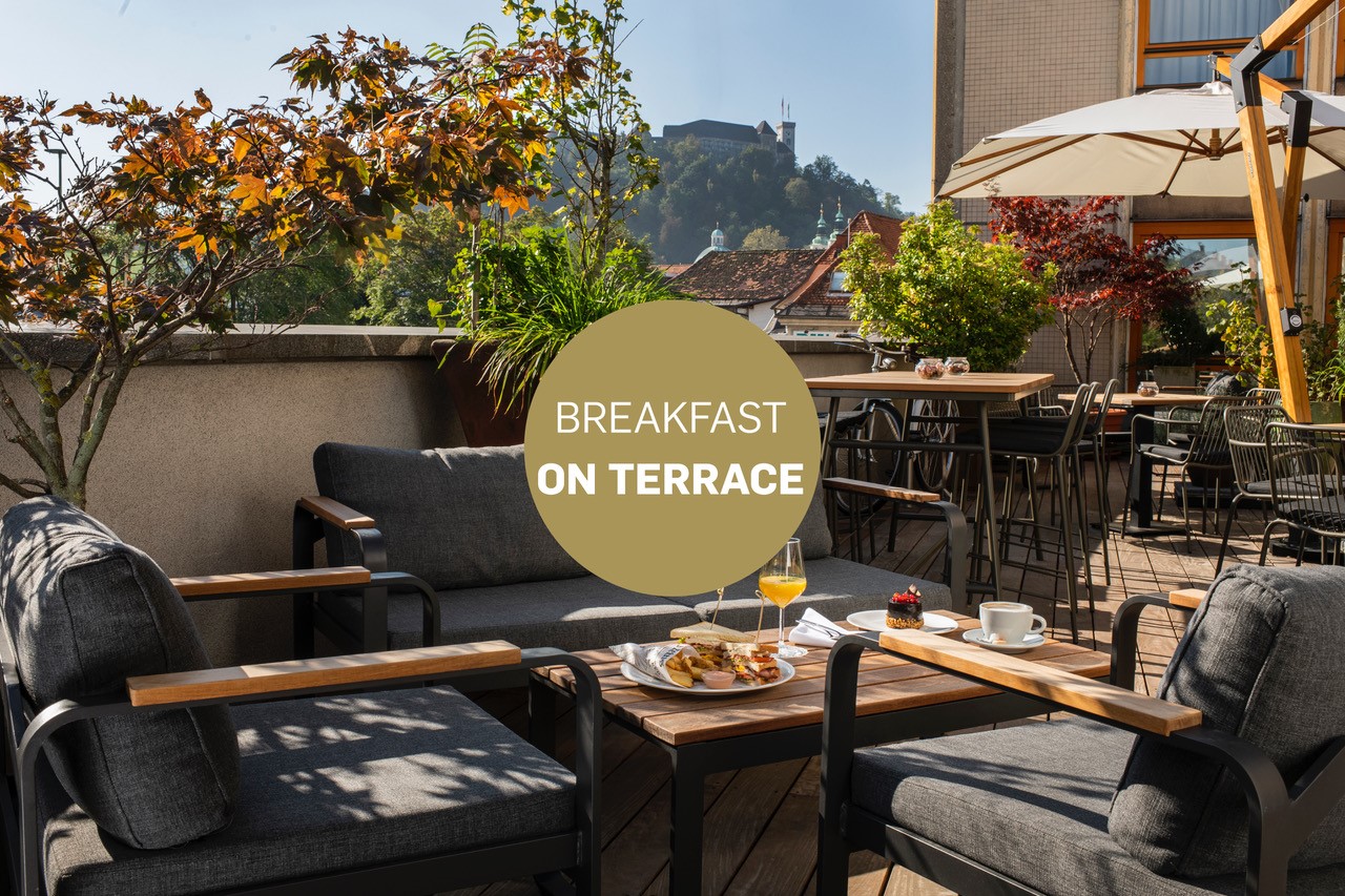 Enjoy the lush greenery with castle views on our summer terrace. Mornings on the terrace start with Hotel Breakfast, followed by Terrace Bar offer.